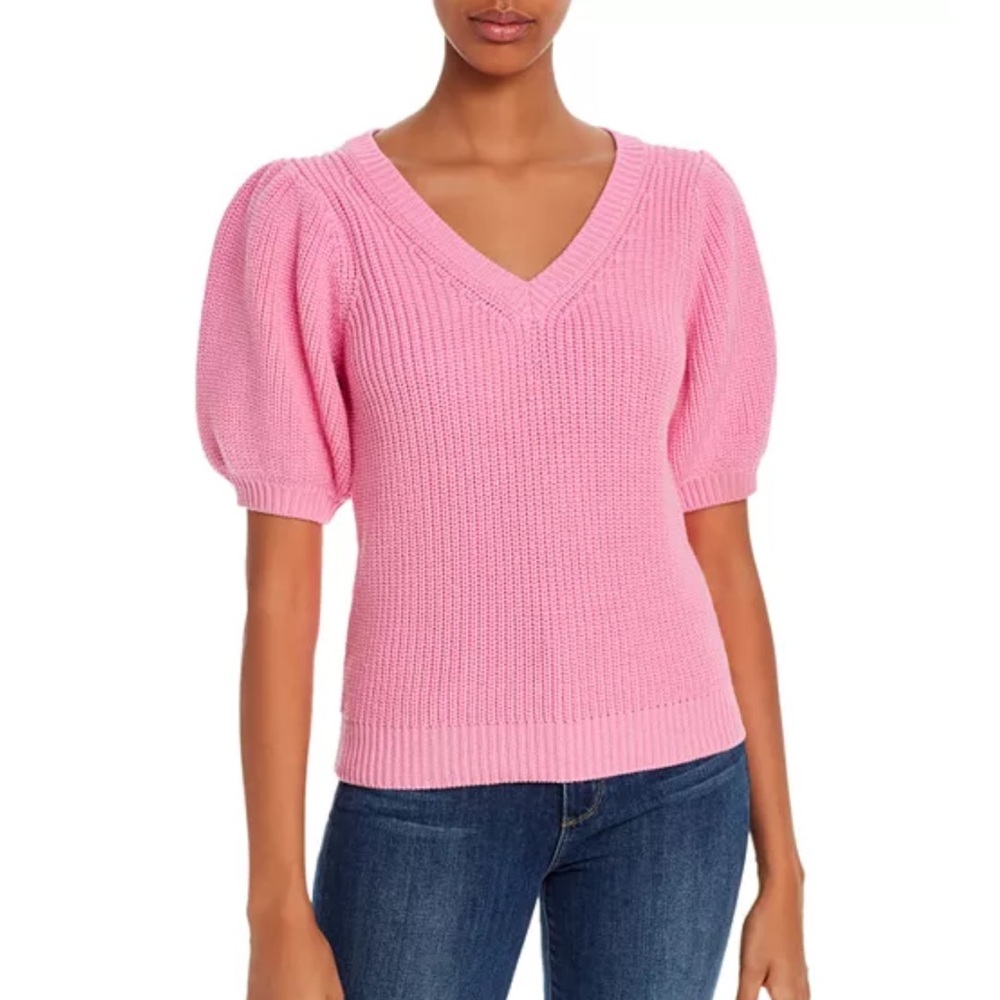 525 America V-Neck Puff Sleeve Sweater